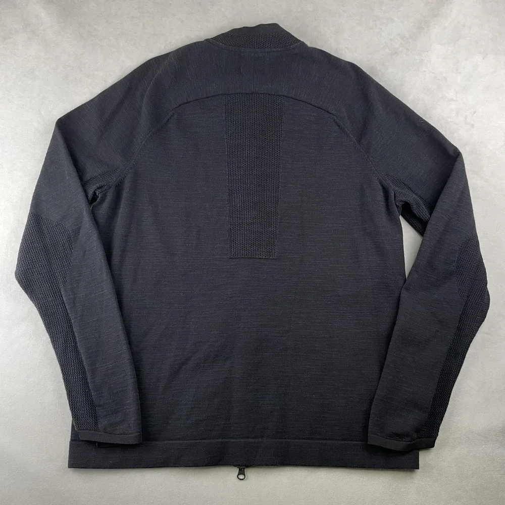 Nike Jacket Mens M Black Tech Knit Full Zip Bomber Mesh‎ Panels Comfy 810558-010